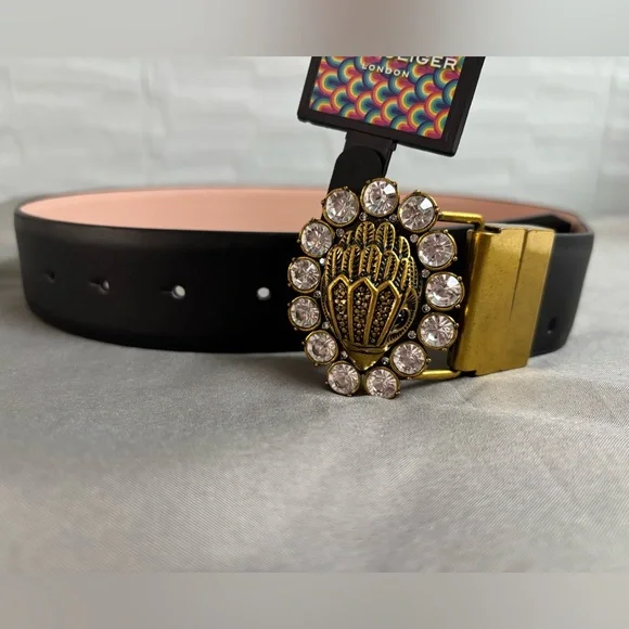Kurt Geiger Leather Reversible Belt with Eagle Jewel Buckle - Picture 2 of 7